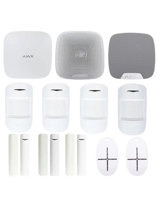 Ajax Wireless Anti-theft Kit with Hub 100 Zone control unit in White