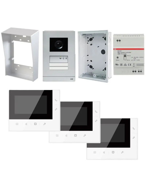 Abb three-family video intercom kit with 4.3" hands-free monitor