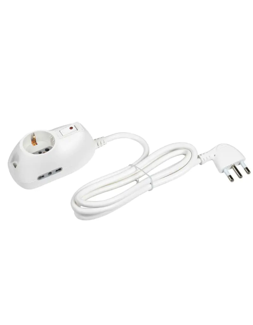 Bticino power strip with 3 German sockets and two 10/16A bypass sockets, white switch 3693DB