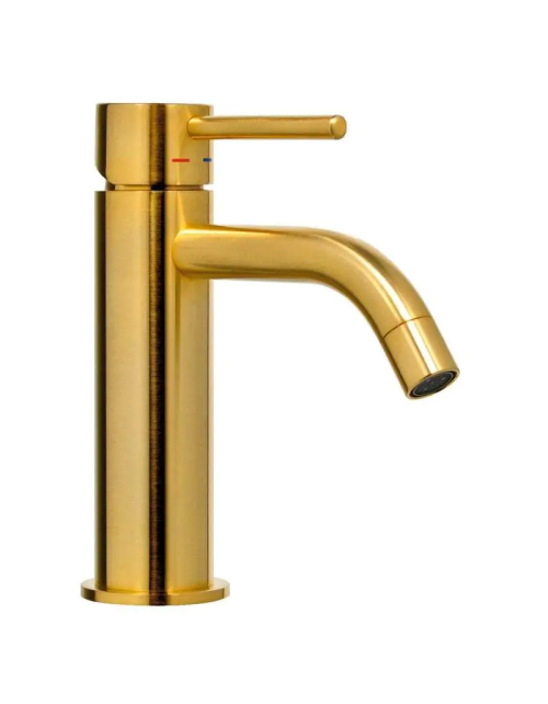 Paffoni Light brushed gold waste-free basin mixer LIG071HGSP