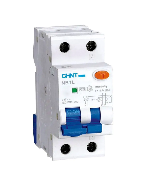 Disyuntor diferencial Chint NB1L1 20A 1P+N 4.5KA 30MA de 2 módulos 203336