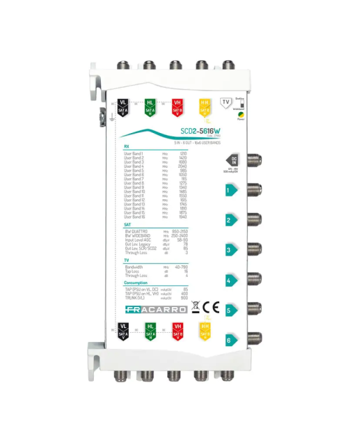 Fracarro SCD2-5616W Multiconmutador de 5 Entradas y 5 Salidas 271183