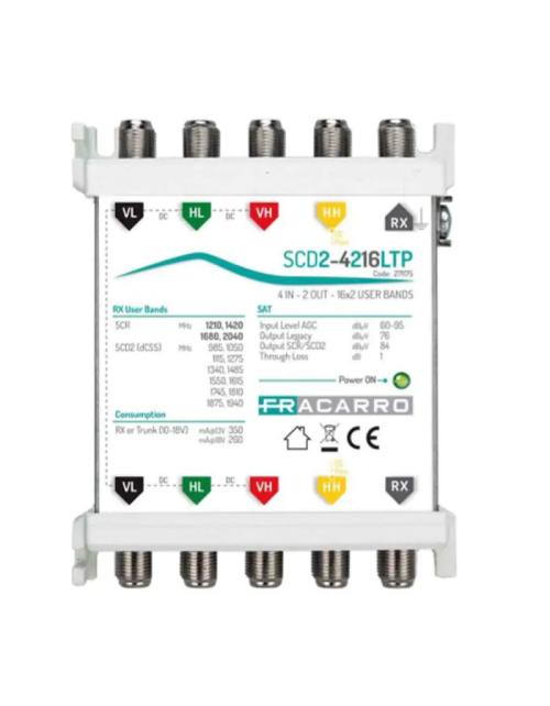 Multiswitch Fracarro SCD2-4216LTP 4 entrées et 2 sorties 271175