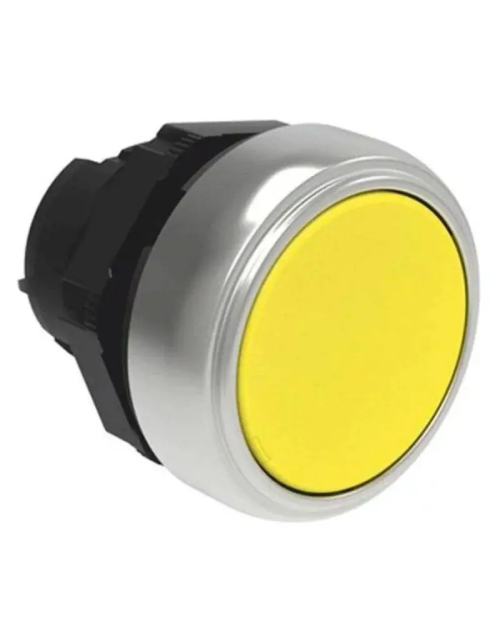 Bouton poussoir à impulsion rasé jaune platine Lovato LPCB105