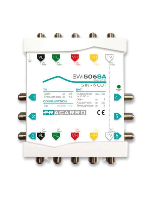 Fracarro 5x6 Multischalter mit Passiv-TV und regelbarem Aktiv-SAT 271162