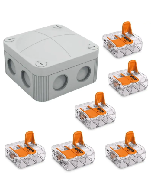 Etelec Jubox IP68 junction box kit 6 3-way Wago connectors JBX3K1