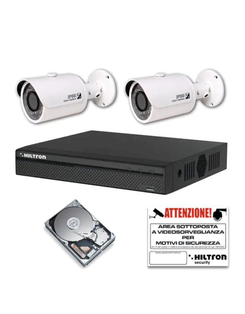 Kit Videosorveglianza Hiltron IP 4MP con NVR 4 Porte 2 telecamere 1TB THK4IP