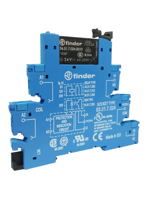 Módulo de interfaz Finder relé electromagnético 6A 24V DC 385170240050