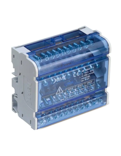 Bornera modular BM tetrapolar 4P 125A 15 conexiones 500V QM412515C