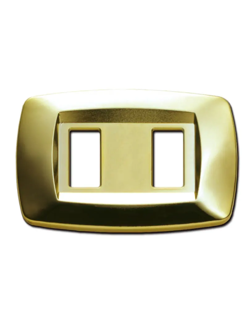 Master Modì for Bticino 2-module plate polished brass MD212