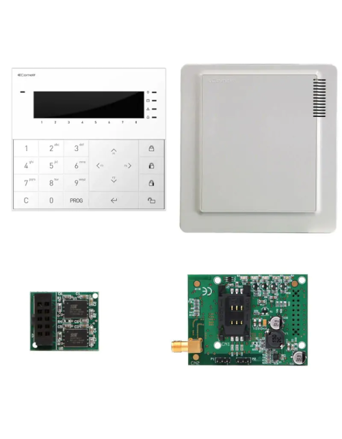 Comelit SAFE alarm kit with GSM, control panel, keyboard, VEDO10KGSM card