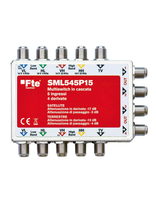 Multiswitch cascade FTE 5 IN et 4 dérivés 15 db SML545P15