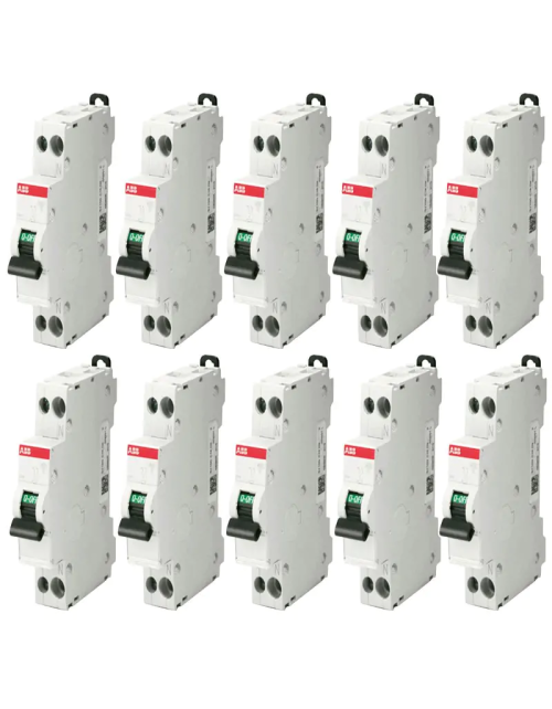 Kit 10 Abb circuit breakers 1 module 1P+N 4.5KA 16A SN201LC16