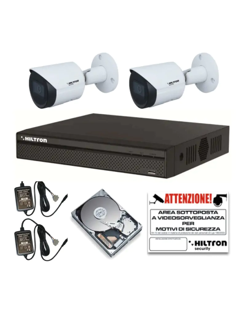 Kit de vidéosurveillance Hiltron HDCVI 4K NVR 8 canaux et 2 caméras 1 To THK82K