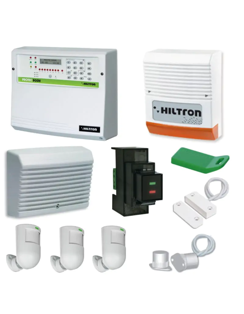 Hiltron Protec 8 Zone GSM anti-theft kit, siren, detectors, readers and keys KPROTEC8GSM