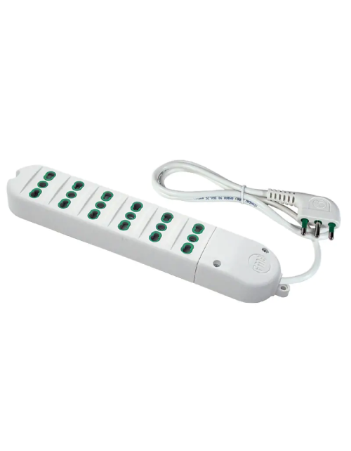 Fanton shoe multi-socket with 6 bivalent sockets and white cable 41040