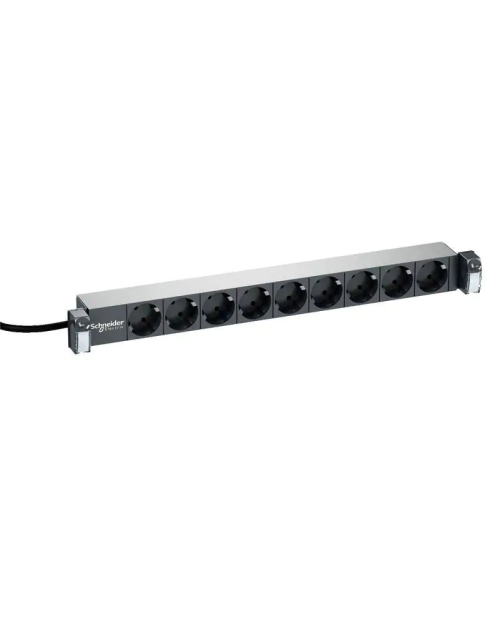 Schneider 8 Schuko power strip with Actassi 19" light switch VDIG162731