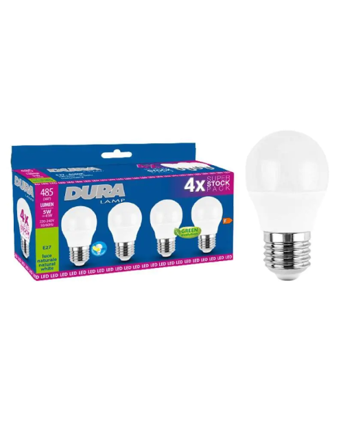 Ampoule sphère LED Duralamp 5W E27 4000K 4 pièces CP45N7-4