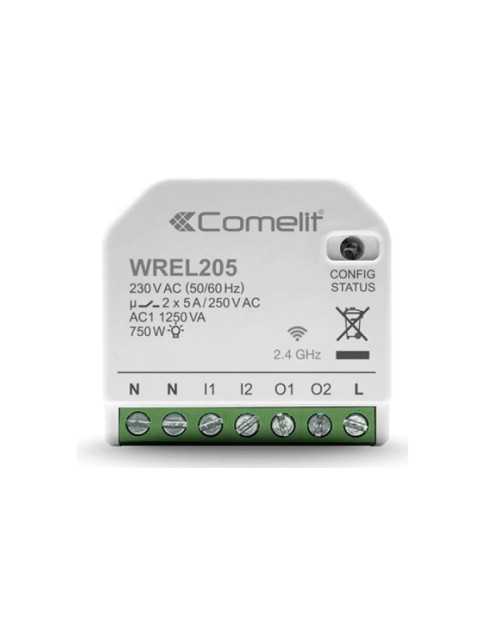 Modulo smart home Wi-Fi Comelit per gestione Luci 2 Uscite 5A WREL205