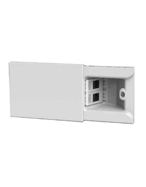 4Box Hide 3-Modul-Schiebesteckdose mit zwei weißen RJ45-LAN-Netzwerkbuchsen 4B.01.004