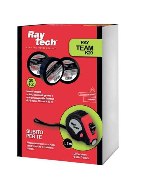 Kit 20 nastri Isolanti 25 m Raytech e flessometro 3 m RAYTEAMK20