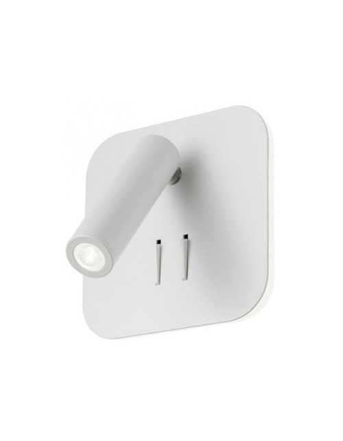 Applique Redo QUDA 6W+3W con presa USB 3000K Bianco 01-1491