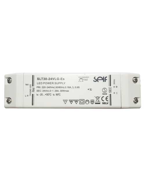 Alimentatore per LED Tecnel 30W 24V IP20 SLT30-24VLG-E