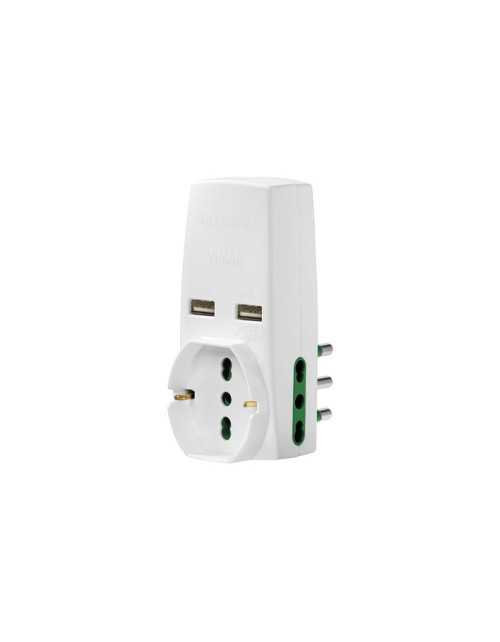 Adattatore triplo Vimar con 2 prese USB e prese 16A 1 schuko 0P00333.B