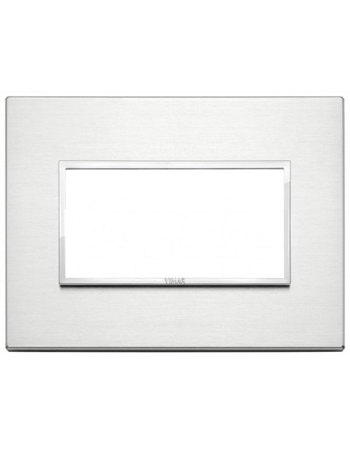 Vimar Eikon Evo 4-module plate, bright aluminium 21654.01