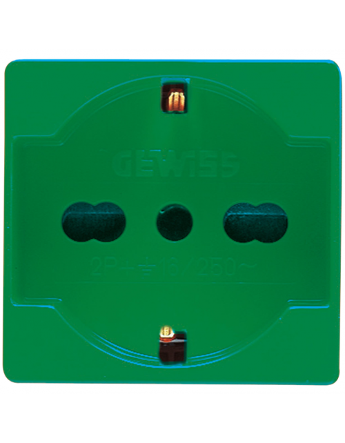 Gewiss system unel German socket 10/16A, green color GW20282