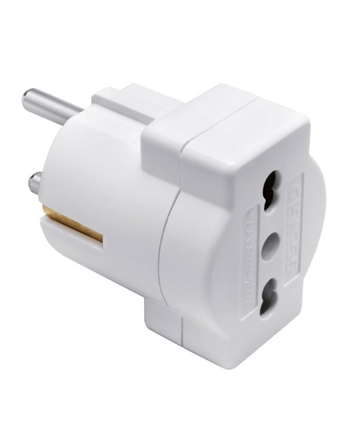 Adaptador Unel Gewiss 2P+T 16A clavija alemana Toma Bypass GW28415