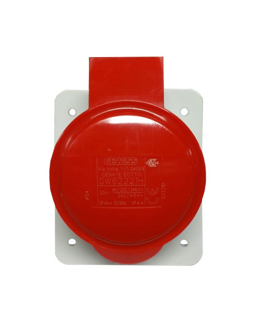 Gewiss 3P+N+T 32A IP44 rouge prise fixe encastrée 380V GW62221H