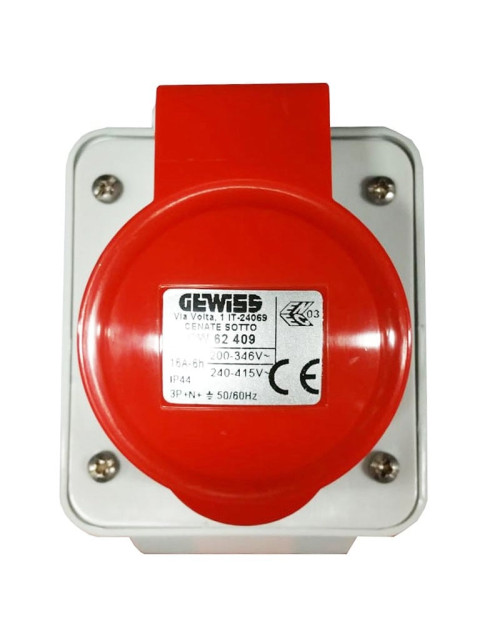 Gewiss prise murale fixe 3P+N+T 16A IP44 rouge 380V GW62409