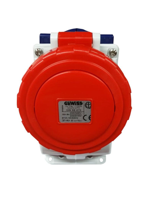 Toma con enclavamiento vertical Gewiss 3P+N+T 16A IP55 GW66475