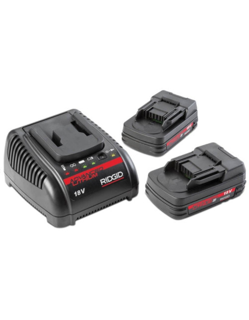 SET de 2 batteries 2,0 Ah et chargeur Ridgid pour peseuses