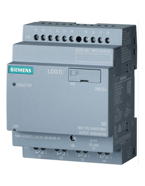 Modulo logico Siemens LOGO! 24RCEO 8DI/4DO 400 Blocchi 6ED10522HB080BA2