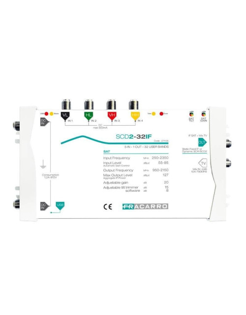 Fracarro IF-IF Central 4 Satellite inputs + 1 TV and 2 1OUT derivatives 271138