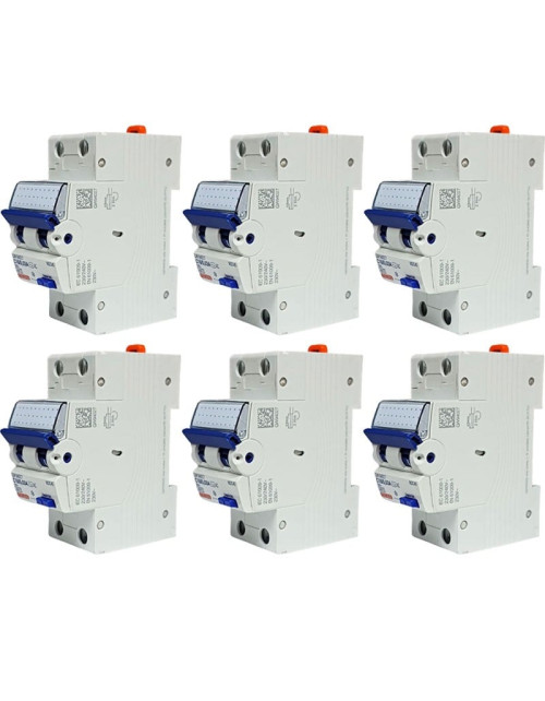 Kit 6 Gewiss differential circuit breakers 16A 2P 30MA AC 4.5KA 2 Modules GW94027