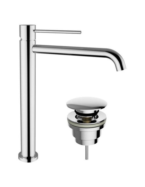 Mezclador de lavabo alto Teorema Jabil 25 con desagüe cromado