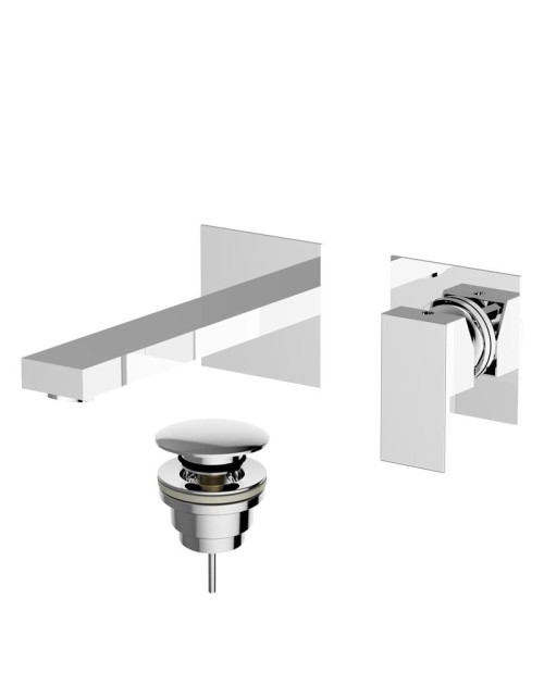 Teorema Pillar 2-piece wall mounted basin mixer with drain