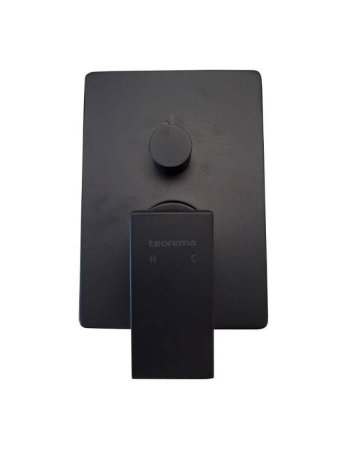 Teorema Pillar 2-3 way matt black shower plate and lever