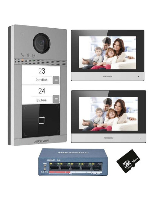 Kit Videocitofono bifamiliare IP Hikvision DS-KIS604-S/BI-FAMILY