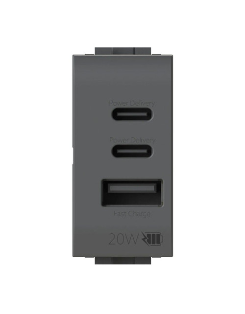 Toma USB 4Box CCA 20W para Bticino LivingLight Antracita 4BUSB20WCCA.L