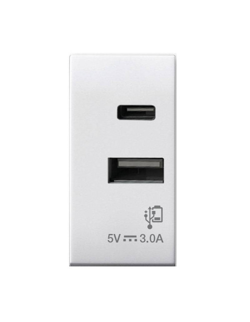 Caricatore USB Ave Domus S44 3A tipo A+C bianco 441082USBAC