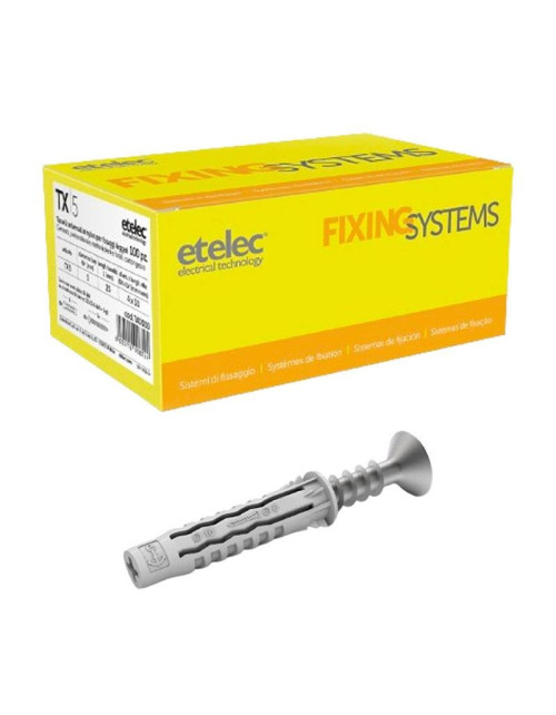 Etelec 4-Wege-Anker 5x25 mm aus Nylon 100 Stück TA0000