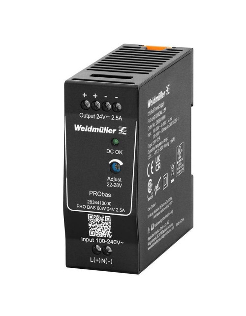 Fuente de alimentación conmutada Weidmuller Pro Bas 1F/24VDC 2.5A 2838410000