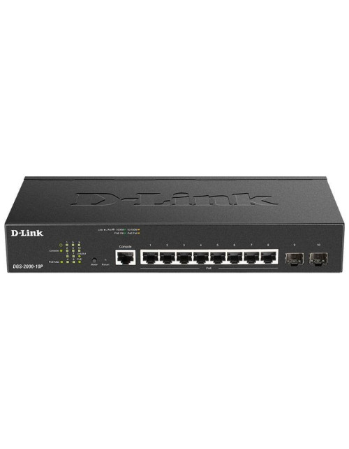 D-Link Switch 8 PoE ports + 2 SFP 10/100/1000 Mbps DGS-2000-10P