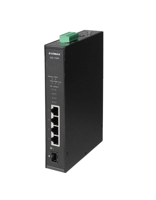 Switch industriale Edimax Gigabit PoE+ 5 porte 1 porta SFP IGS-1105P