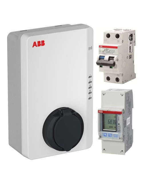 Kit Energy Abb Wallbox 7,4KW 1 Presa T2 RFID 4G protezione linea e meter monodirezionale