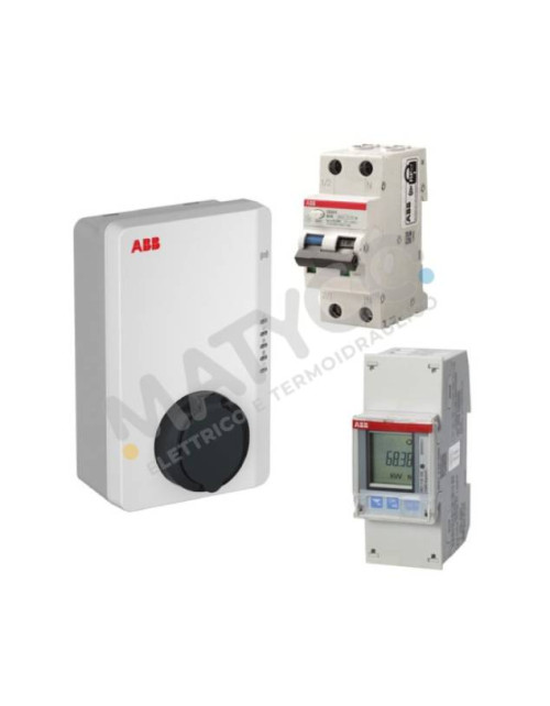 Kit Energy Abb Wallbox 7,4KW 1 Presa T2 RFID 4G protezione linea e meter monodirezionale